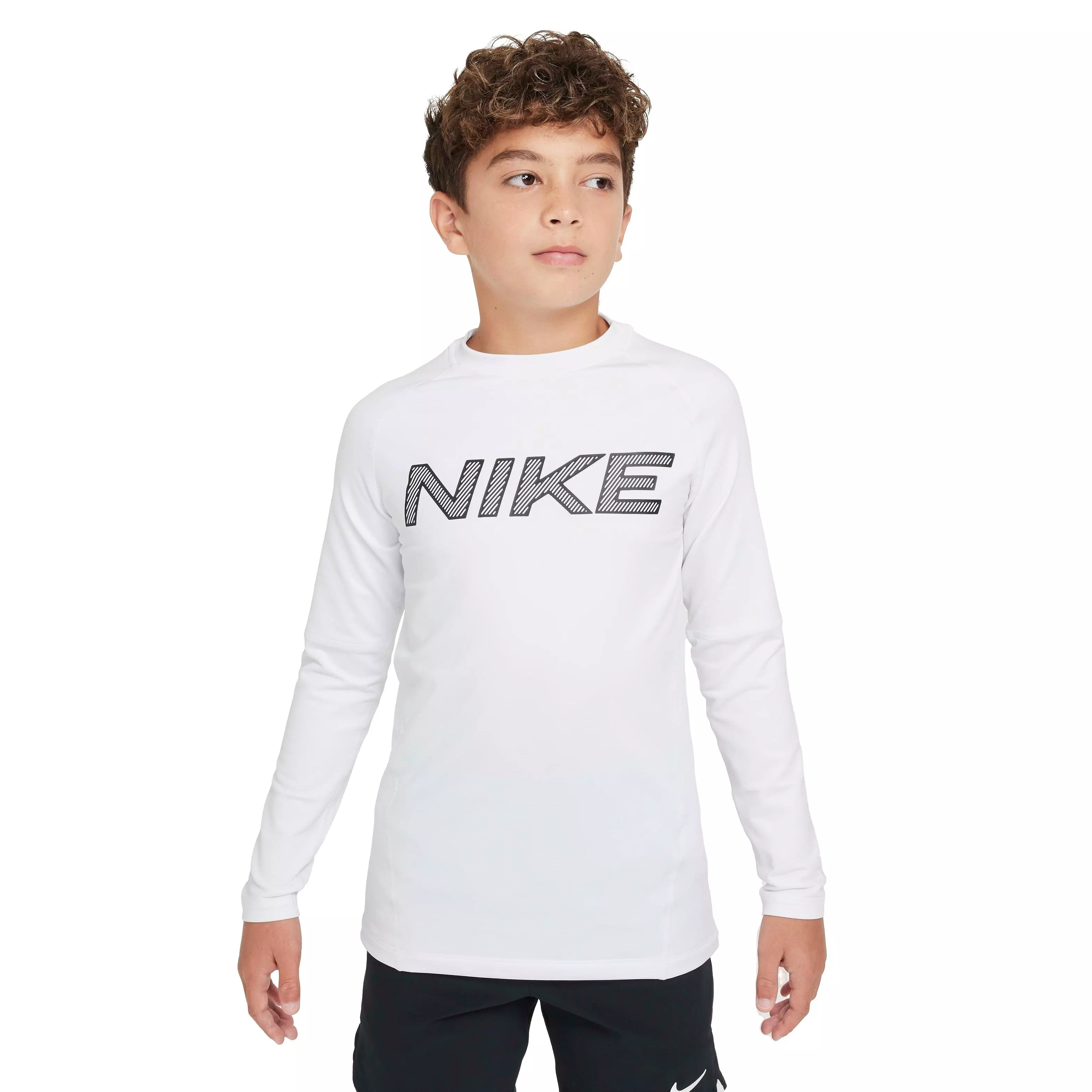 Nike Pro Big Boys' Dri-FIT Long Sleeve Training Top - White